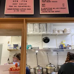 Menu, staff wearing masks :)