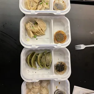 Beijing Pork Dumplings, Ginger Chicken Dumplings, Livin' on the Vedge Dumplings, Pork Soup Dumplings