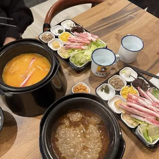 Kimchi and mala broth with sliced beef