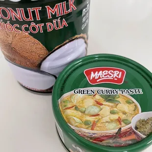 Green curry items I bought to make at home.