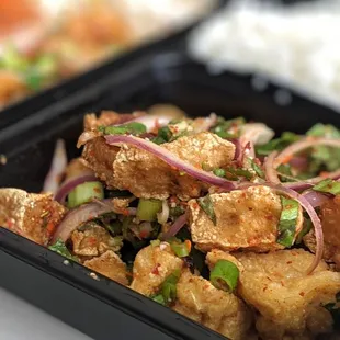 Close up Khao Yum Tofu Rice to go