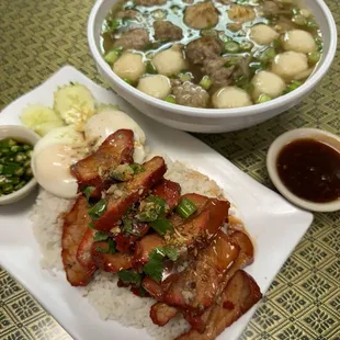 Roasted pork and soup