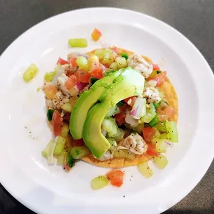 Shrimp ceviche tostada (excellent)
