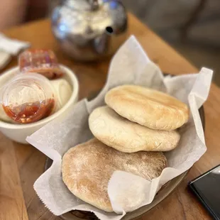 a variety of food items on a table