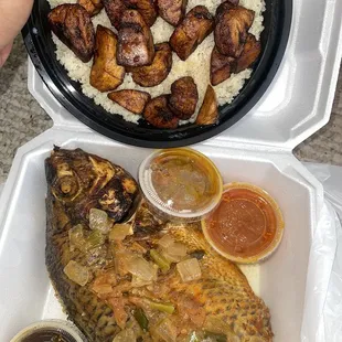 Attieke with tilapia