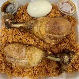 Jollof rice with fried chicken