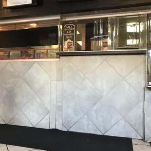 the counter area of a restaurant