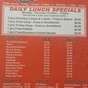Lunch menu