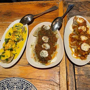 Dumplings (mantoo shrimp, aushak, mantoo beef)