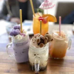 Iced Lavender Latte, Iced UBE Latte, Thai Ice Tea, A Good Day