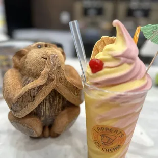 Dole Whip Float!! Strawberry and pineapple