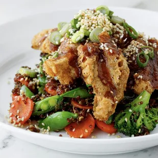 Teriyaki Battered Mushroom Quinoa Bowl