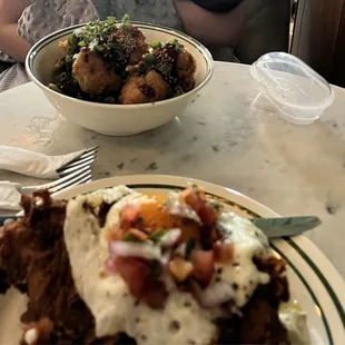 Crispy chicken biscuit (1st) mushroom quinoa bowl (2nd). The picture doesn&apos;t do either meal justice. Fresh/generous portion