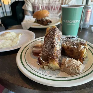 Focaccia French toast with a side of eggs