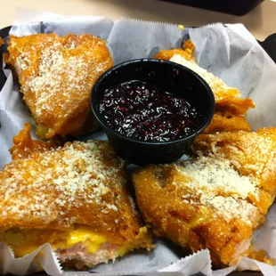 Notorious P.I.G. (aka "The Monte Cristo") - $9 including fries or hush puppies, tax included.