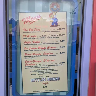 Lard Lad Donuts menu. Springfield, U.S.A. at Universal Studios Florida at Universal Orlando Resort.