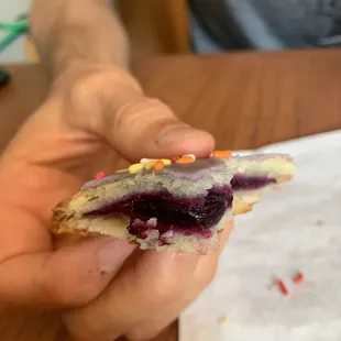 Blueberry pop tart. Amazing! Whole blueberry inside