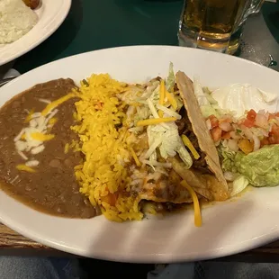 Combo beef enchilada and taco.  Very good.