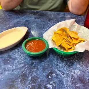 Chips. Salsa and Queso