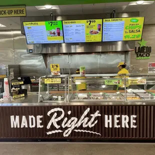 the counter and menus