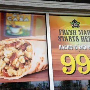 Breakfast tacos are the bomb &amp; only 99 cents! :)'