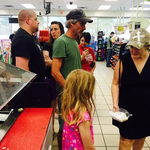 Always a LONG line for the Breakfast tacos ...