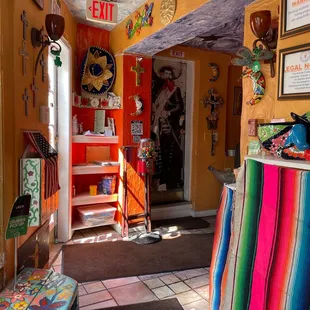 the entrance to a mexican restaurant