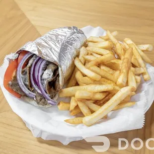 Gyro wrap and fries