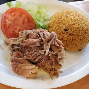 Pernil with arroz con gandules