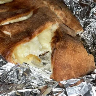 Inside cheese calzone