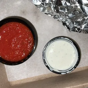 Ranch and red sauce