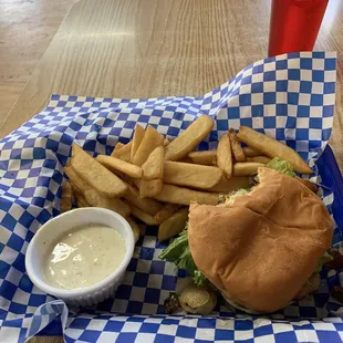 a sandwich and fries