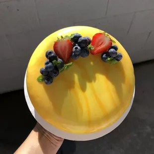 Mousse cake with raspberry and lime