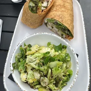 Rowdy chicken wrap with brussel sprouts
