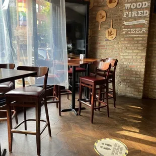 tables and chairs in a restaurant