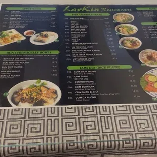 a quick look at the menu carefully place at every seat at every table in this establishment.
