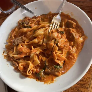 Steak arrabbiata pasta