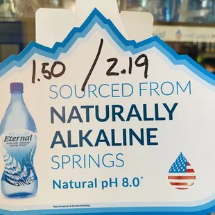 Eternal Water-Naturally Alkaline, Natural Electrolytes, Natural pH, Spring Water. Best water carried here!
