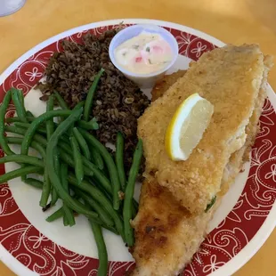 Walleye, green beans and Minnesota rice.