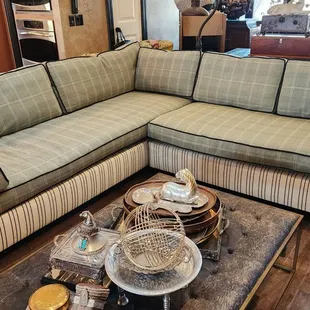 Full sectional, 3 fabrics: Unique and whimsical, we loved this project.