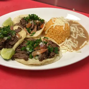  plate of tacos and rice