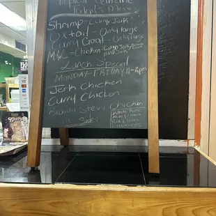 a blackboard with a menu on it