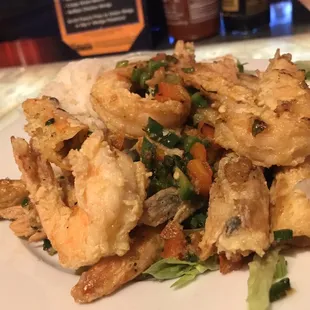 Salted shrimp and steamed rice