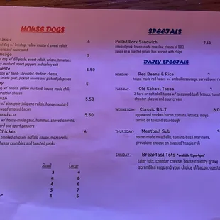 a menu for a restaurant