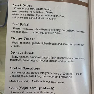 Menu as of 4/29/2022