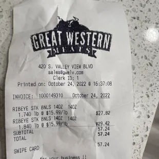 My receipt. Which I guess doesn&apos;t prove anything that i bought meat here on 10/24. Sad.
