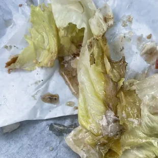 Old lettuce on my burger