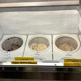 three bowls of ice cream