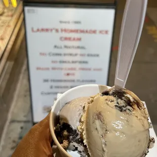 Oreo ice cream on bottom and mud pie on top