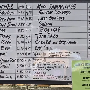 Sandwich options
